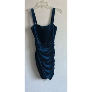 V Neck Sleeveless Velvet Strap Bodycon Corset Party Dress Size XS